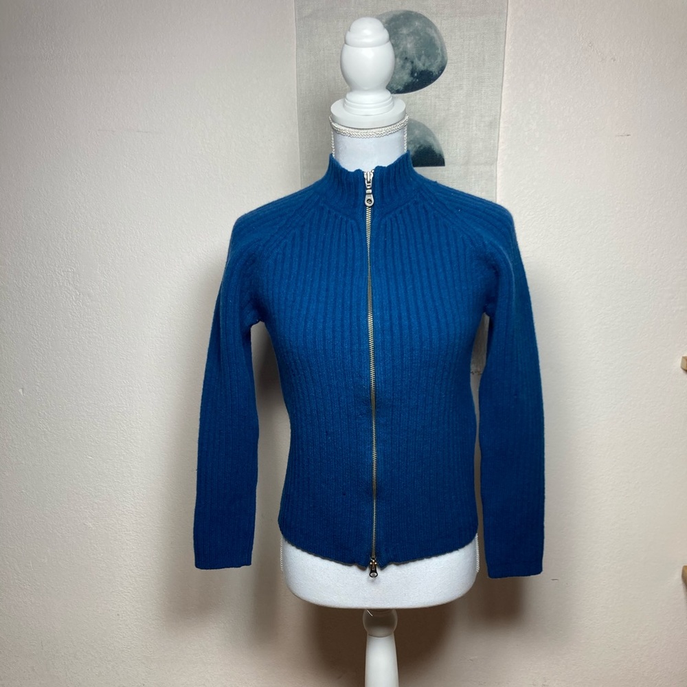 Wool Patagonia blue zip sweater womens
